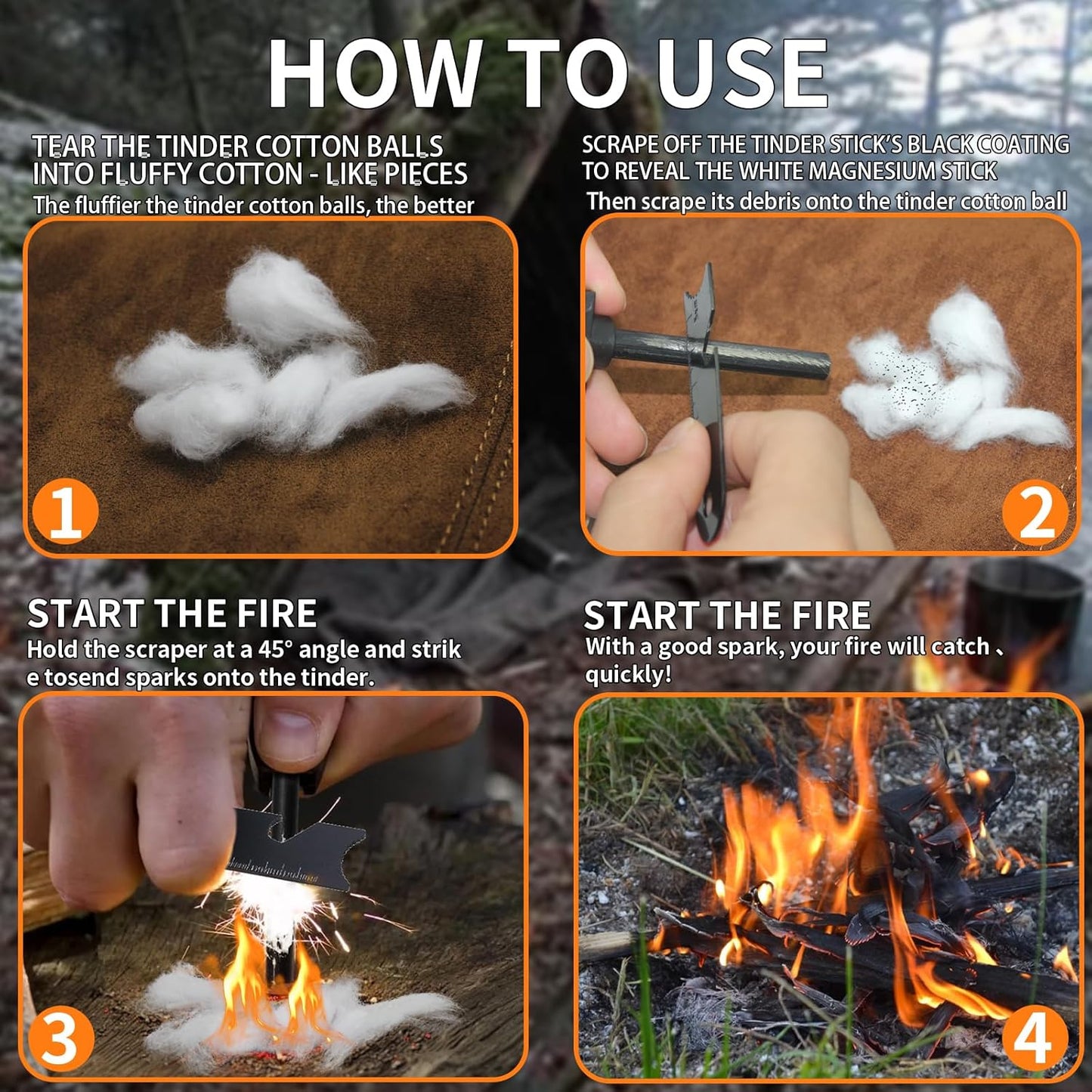2PCS Magnesium Fire Starter with Striker