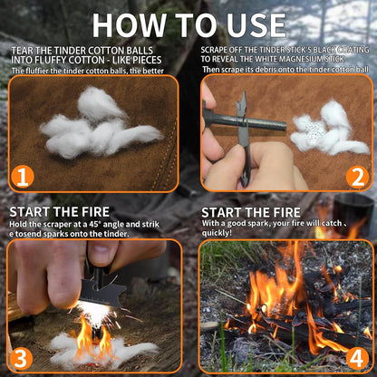 2PCS Magnesium Fire Starter with Striker